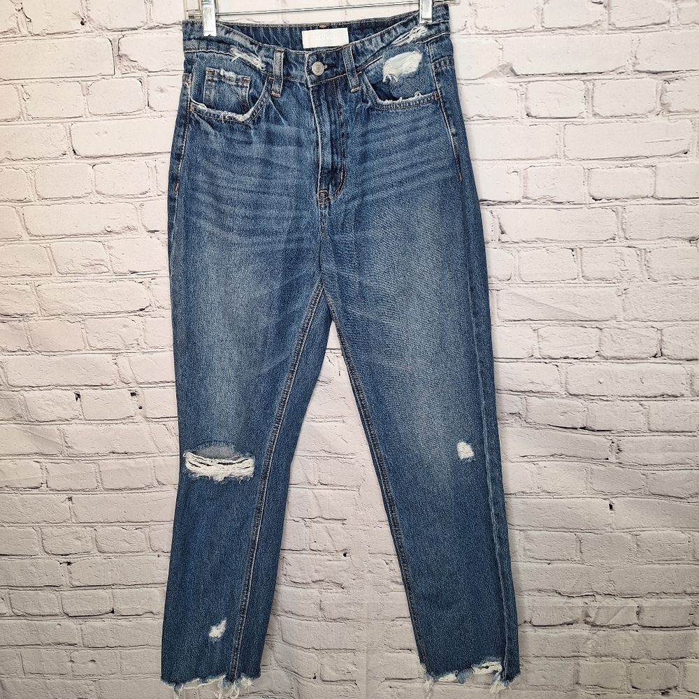Vervet High Waisted Ankle Length Distressed Ripped Raw Hem Jeans Sz 27